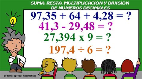 Suma Resta Multiplicacion Y Division De Decimales