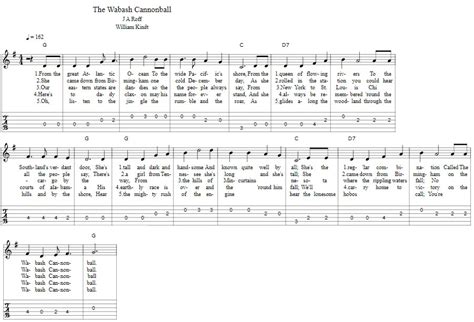 Wabash Cannonball Guitar Tab And Chords Tenor Banjo Tabs