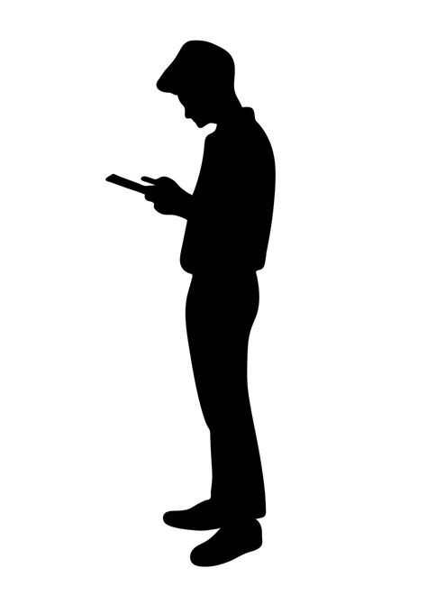 Graphics Silhouette Business Man Hold Smartphone For Connection By