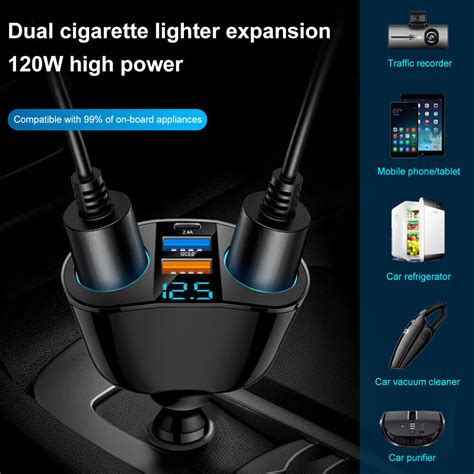 Dual Usb Car Cigarette Lighter Socket Splitter Power Adapter Charger