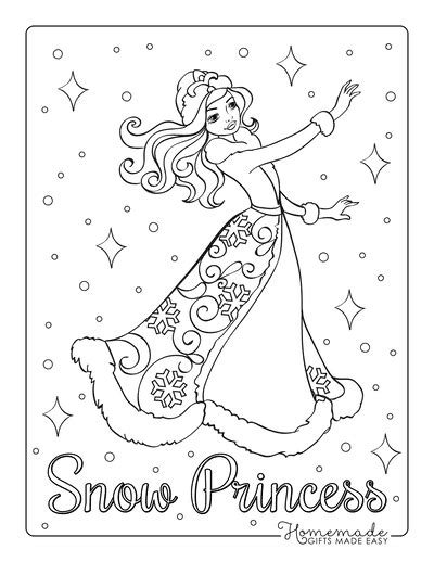 Snow Princess Coloring Page Coloring Pages