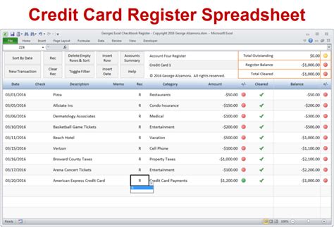 Credit Card Tracking Spreadsheet Template — Db