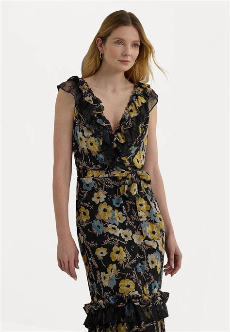 Lauren Ralph Lauren Floral Ruffle Trim Georgette Gown Galajurk