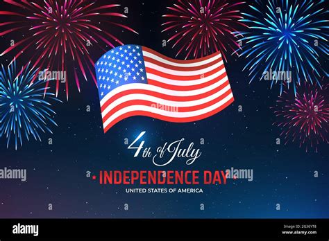 Banner 4th Of July Usa Independence Day Template With American Flag On Starry Sky Background