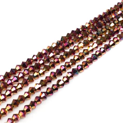 Premium Crystal 3mm Bicone Beads Red Rainbow