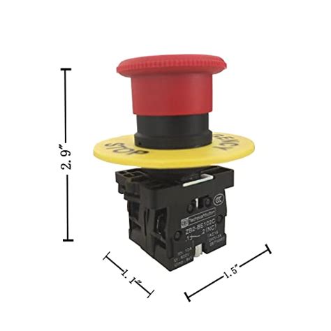 Yqboom 22mm 2 Nc Red Mushroom Emergency Stop Push Button