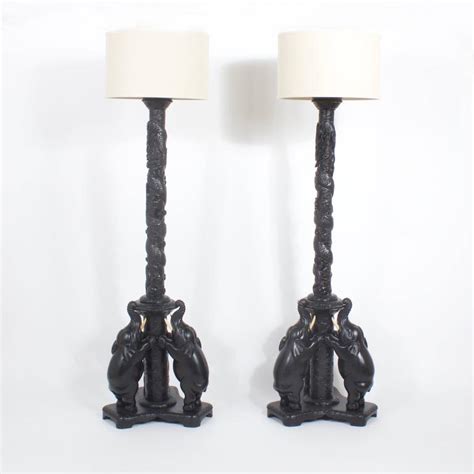 Pair Of Hand Carved Hardwood Elephant Floor Lamps At 1stdibs