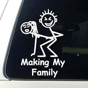 Amazon.com: Making My Family Funny Stick Figure Family - Decal Bumper Sticker Window - Funny ...