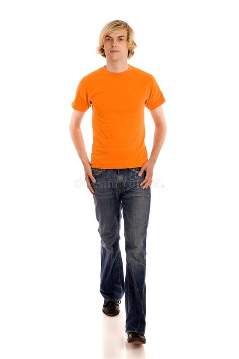 Man In Orange Shirt Stock Photo Image Of Person Shot 21118184