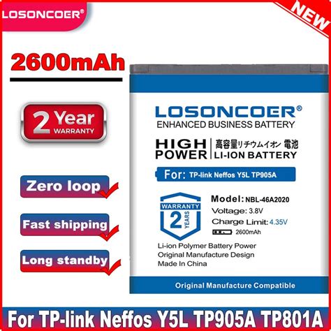 LOSONCOER Batería de NBL 46A2020 de alta capacidad accesorio para tp