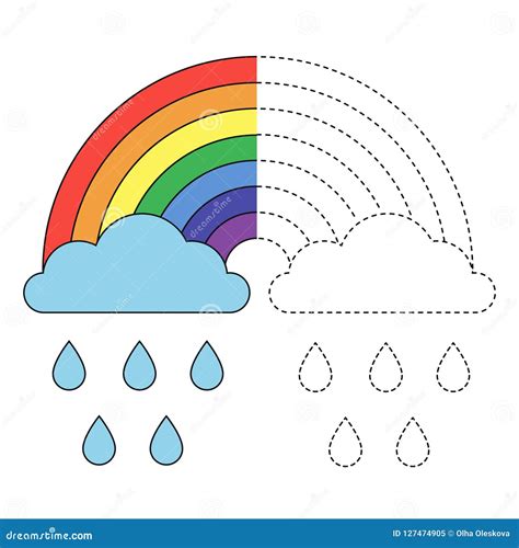 Ejemplo Del Arco Iris De Nubes Y De Gotas De Agua Para Los Ni Os