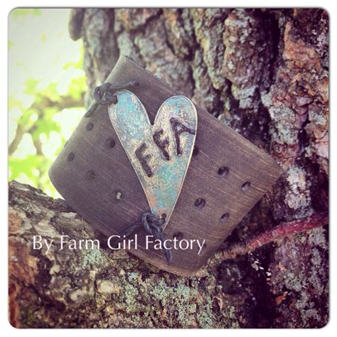 Ffa Leather Adjustable Buckle Bracelet With Brass Heart Ffa Hand Etched