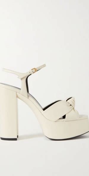 Saint Laurent Bianca Knotted Leather Platform Sandals