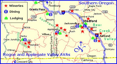 Rogue Valley Wine Country Map To Rogue Valley Wine Region Lodging