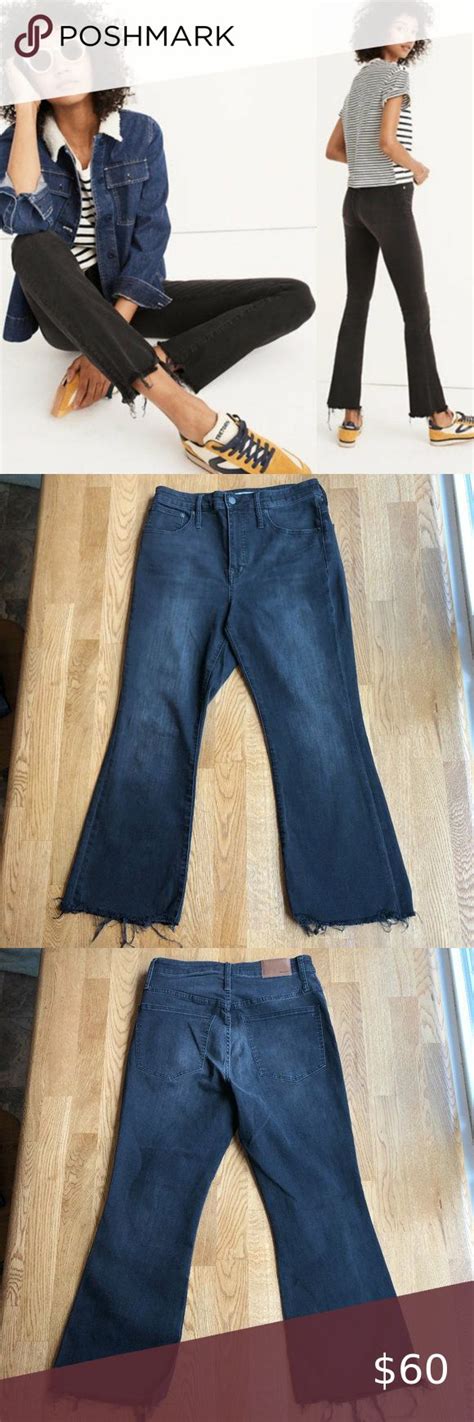 Madewell Curvy Cali Demi Boot Jeans Black Raw Hem Size 30 Jeans And