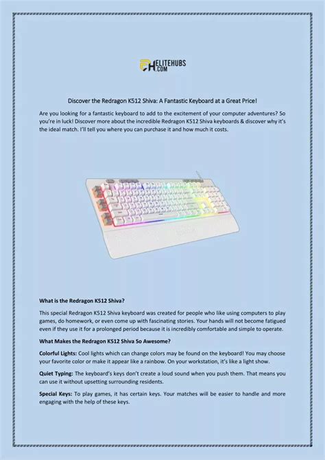 PPT - Discover the Redragon K512 Shiva A Fantastic Keyboard at a Great ...