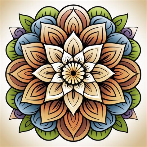 Premium Photo Colorful Caricature Flower Mandala Detailed Shading And