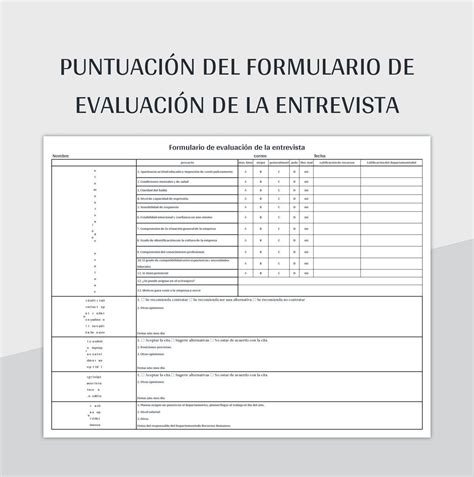 Plantilla de Excel Formulario De Evaluación De La Entrevista y Hoja de