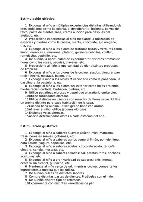 Actividades para la estimulación sensorial PDF