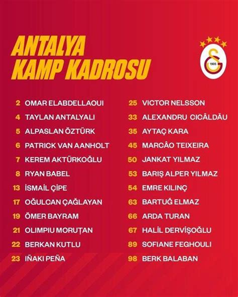 Galatasaray N Antalya Kamp Kadrosu Belli Oldu Galatasaray Spor