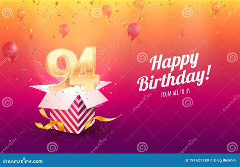 Celebrating 94th Years Birthday Vector Illustration Ninety Four