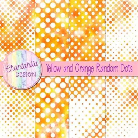 Free Yellow And Orange Digital Papers With Random Dots Designs