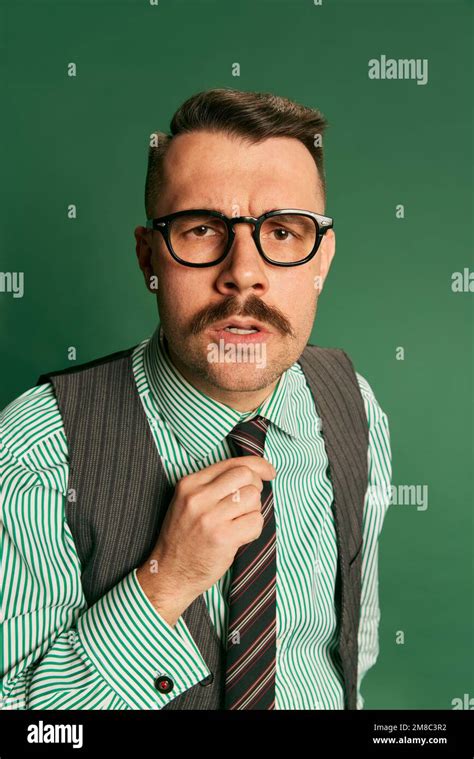 Portrait Of Serious Man Businessman In Classical Suit And Glasses