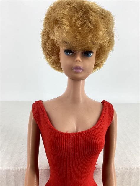 Lot Dark Blonde Bubble Cut Hair Barbie In Red Swimsuit