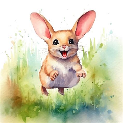 Mignon Petit Dessin Anim De Renard Fennec Dans Un Style De Peinture