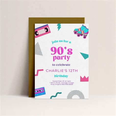 90's Party Invitation 90s Birthday Invitation 1990s - Etsy