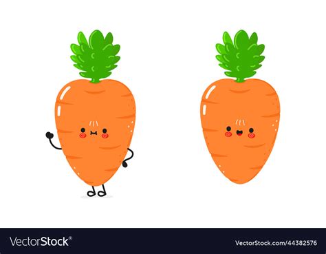 Cute Funny Carrot Waving Hand Character Royalty Free Vector