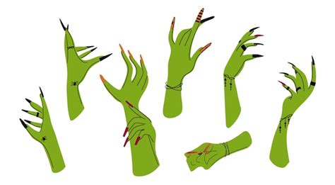 Premium Vector A Set Of Zombie Hands On A White Background