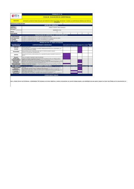 Ficha Evaluaci N Por Competencias Ximena Pinto Udocz