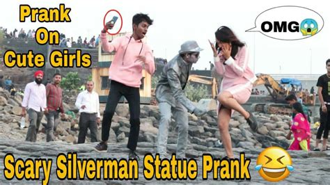 Scary Human Statue Prank On Cute Girls Prank In India Oye Funtoos