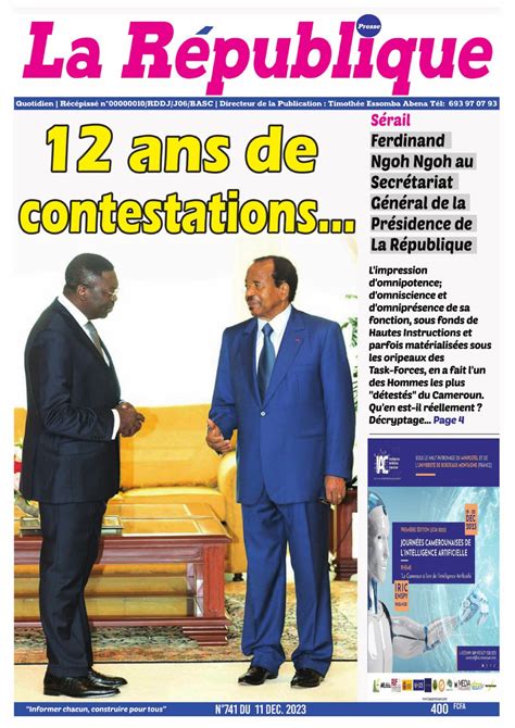 Photos La Revue De Presse Camerounaise Du Lundi D Cembre