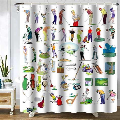 Abaysto Golf Shower Curtain Course Green Golf Field And