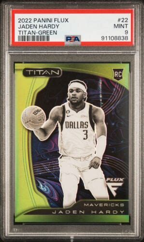 JADEN HARDY 2022 23 Panini Flux Titan Prizm Green 5 5 Rookie RC 22 PSA