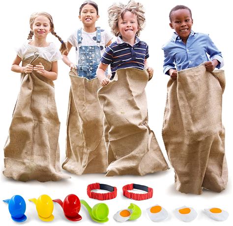 Player Outdoor Games For Kids And Adults Potato Sack Race Egg