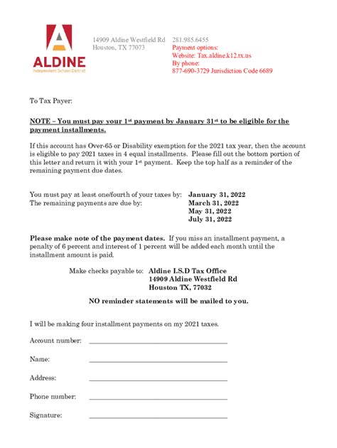 Fillable Online Tax Aldine K12 Tx Us Aldine ISDAldine ISD Property