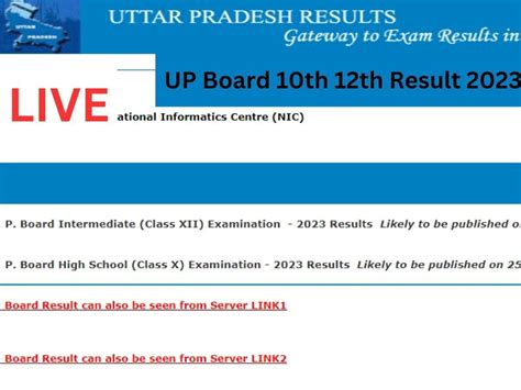 UP Board 10th 12th Result 2023 Upresults Nic In Upmsp Edu In