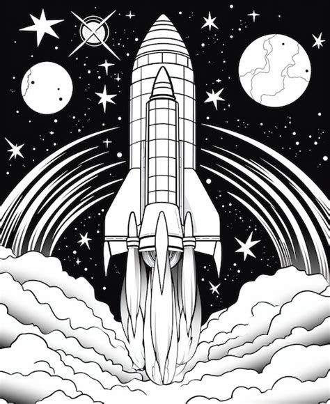 Nave Espacial De Tama O Completo Volando Por El Espacio Mejor Dibujo A