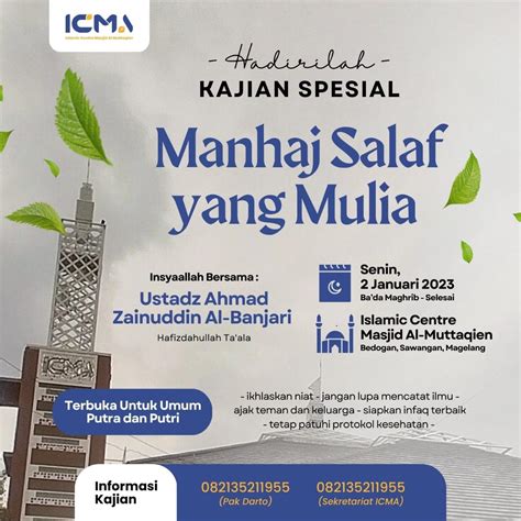 Hadirilah Kajian Spesial Manhaj Salaf Yang Mulia Bersama Ustadz Ahmad