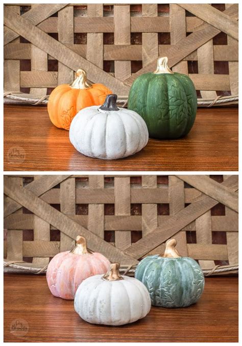 Dollar Store Pumpkins With White Wax And Rub N Buff Diy Beautify