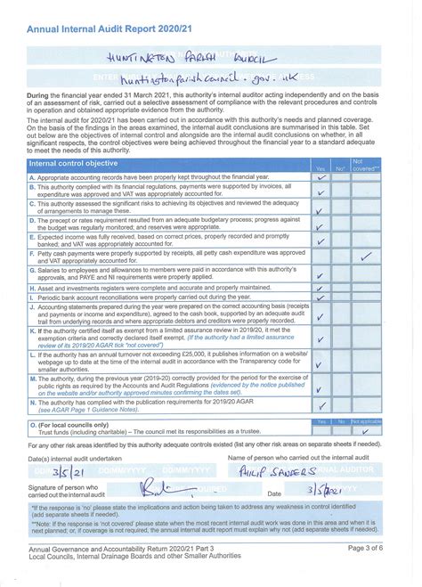 Accounts 2020 2021 Huntington Parish Council