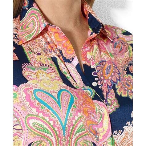 Lauren By Ralph Lauren Plus Size Paisleyprint Satin Blouse In Pink Lyst