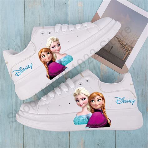 Disney Anime Dondurulmu Elsa Anna Beyaz Ayakkab K Z Erkek Sneakers