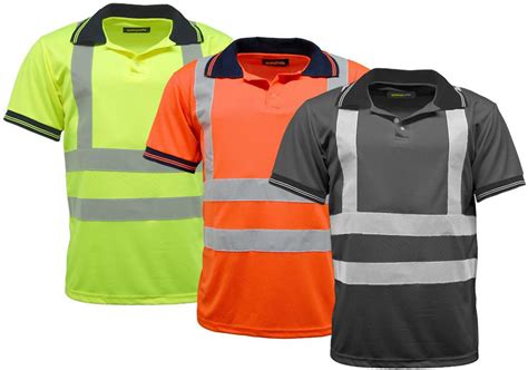 Hi Viz High Visibility Hi Vis Short Sleeve Safety Work Polo T Shirt En