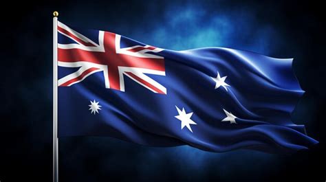 Premium Photo Australia National Flag Cloth Fabric Waving On The Sky