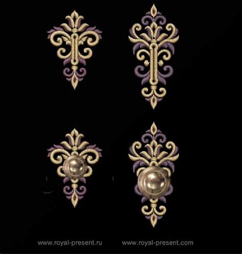 Two Baroque Buttonholes Machine Embroidery Designs Royal Present