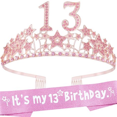 Buy 13th Birthday Decorations For Girls13 Year Old Crown13th Birthday Tiara And Sash13th